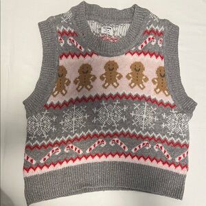 Forever 21 Gray and Pink Gingerbread Sweater Vest